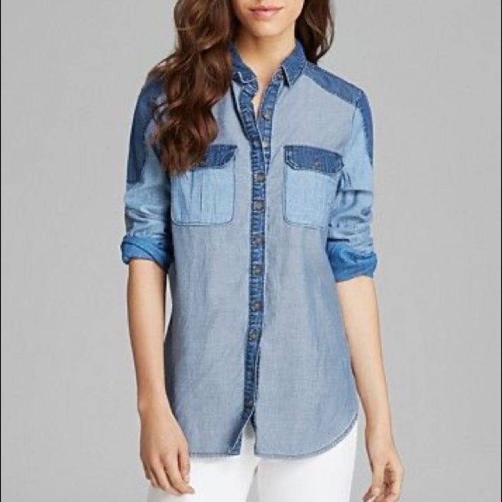 Paige Denim Shirt Chambray Mixed Blues L